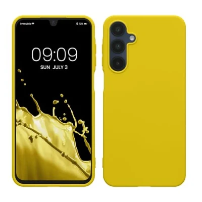 Abbildung von kwmobile Hülle kompatibel mit Samsung Galaxy A16 5G weiches TPU Silikon Case Cover geeignet für kabelloses Laden Strahlend Gelb