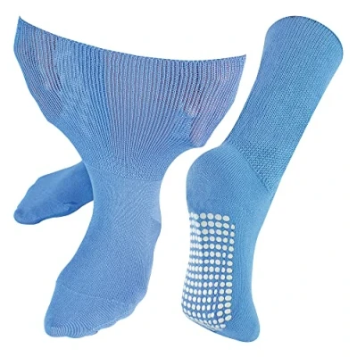 Abbildung von 1 x Ohne Gummi Ödeme Socken mit Antirutsch Noppen Herren &amp; Damen Dr. Socks Extra Weite Bambus Diabetiker für Geschwollene Knöchel und Füße 46 50