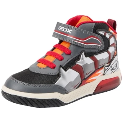 Abbildung von Geox INEK BOY Light UP Sneaker high für Kinder, Größe: 25, Dark grey/orange Schuhe