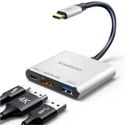 Abbildung von KiWiBiRD USB C auf HDMI 4K Multiport Adapter HUB mit 3.0 5Gbps, Typ PD 100W Power Delivery Kompatibel MacBook Air Pro M1 M2 M3 iPad iMac, iPhone 15 Max, Surface, XPS, Galaxy S23/S24
