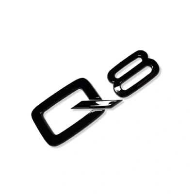 Abbildung von MCK Auto Q8 schwarz glänzend vorne hinten Kotflügel Badge Logo Stiefel Emblem, selbstklebend, Tuning