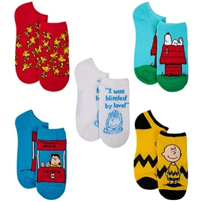 Abbildung von Peanuts Damen Snoopy 5 Pack No Show Lässige Socken, Verschiedenfarbig, 42 44.5 EU (10er Pack)