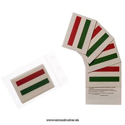 Abbildung von 25 x Ungarn tattoo Fan Fahnen Set EM 2024 Hungary temporary Flag (25)