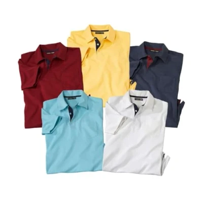 Abbildung von ATLAS FOR MEN 5er Pack Polohemden Herren Poloshirt mit Aufdruck Polohemd für Männer Poloshirts Knopfleiste In großen Größen erhältlich