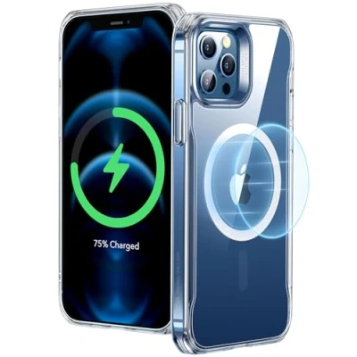 Abbildung von ESR Hülle für iPhone 12, 12 Pro 2020 Sidekick Hybrid Magafe Case, Transparent Handyülle mit HaloLock Magnetischem Kabellosem Laden schutzhülle Klar