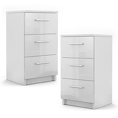 Abbildung von Vicco Nachttisch, Weiß Hochglanz, 38 x 66 cm 2er Set