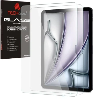 Abbildung von TECHGEAR iPad Air 13 Zoll 2024 (2 Stück) gehärtetes Glas Displayschutzfolie [9H Zähigkeit] [HD Klarheit] [kratzfest] [blasenfrei] Hergestellt für Apple (M2)