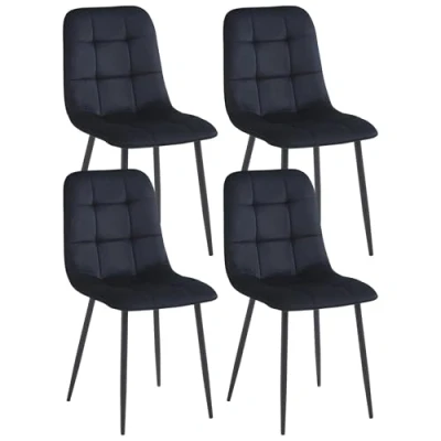 Abbildung von Colenis Ela Esszimmerstühle 4er Set Schwarz Samt Für Esszimmer, Küche &amp; Wohnzimmer Modernes Design