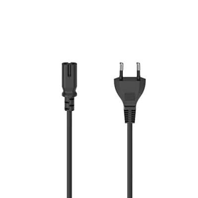 Abbildung von Hama Netzkabel 2 polig, Eurostecker, 5m (Doppelnut/C7, Pin, Stromkabel, Gerätekabel, Ersatzkabel, für Drucker, Netzteile, Fernseher, Radio, Kassettenrekorder etc.) schwarz