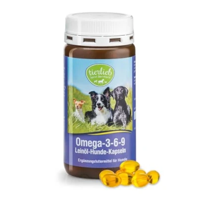 Abbildung von tierlieb Omega 3 6 9 Leinöl Hunde Kapseln 500 mg pro Kapsel 180