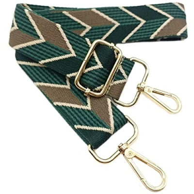 Abbildung von Verstellbarer Schultergurt für Taschen Grün, Taschengurte zum Wechseln, Taschengurt Breit mit Karabiner Gold, 80 130 cm Tragegurt Tasche Damen Schulterriemen, Handtasche, 3.8cm, 206