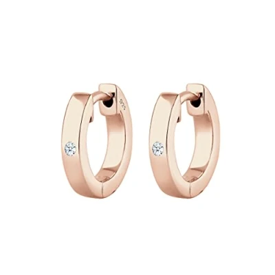 Abbildung von DIAMORE Ohrringe Damen Creole Edel mit Diamant (0.04ct) in 925 Sterling Silber vergoldet