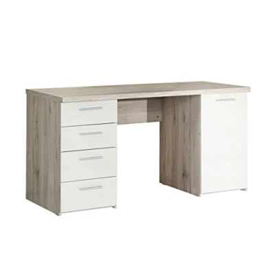 Abbildung von FORTE Beach Schreibtisch mit 1 Tür und 4 Schubladen, Holzwerkstoff, Sandeiche / Weiß, 60 x 145 76,3 cm