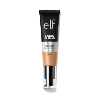Abbildung von e.l.f. Camo CC Cream, Farbkorrigierende Foundation Mit Mittlerer Bis Voller Deckkraft Und LSF 30, Vegan &amp; Tierversuchsfrei, Medium 355 W, 30 g