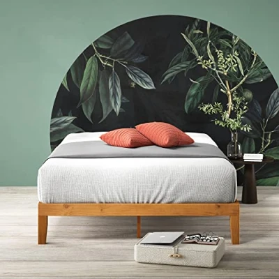 Abbildung von Zinus Alexia Bett 140 x 190 cm Bettgestell 30 hoch Plattformbett aus Holz mit Lattenrost rustikale Kiefer, Braun
