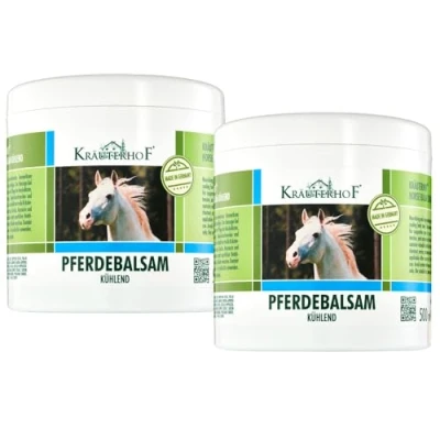 Abbildung von Kräuterhof Pferdebalsam Kühlend Duo (2x500ml) Massagegel mit Menthol &amp; Kampfer, Kühlende Salbe für Muskel Gelenkbeschwerden, Fördert die Durchblutung, Erfrischt lindert Gelenkschmerzen