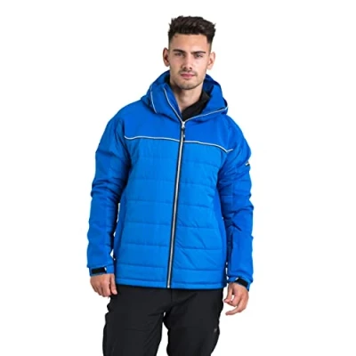 Abbildung von Trespass Drafted, Red, L, Gepolsterte Warme Wasserdichte Stretch Skijacke mit abnehmbarer Kapuze, Schneefang &amp; Skipasstasche für Herren, Large, Rot
