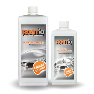Abbildung von Rostio Tankentroster Set 1 Liter Konzentrat + 500ml Tank Schutzemulsion Rostentferner