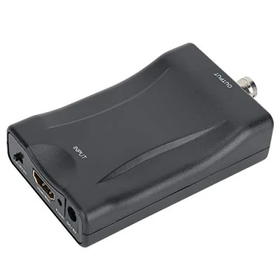 Abbildung von HDMI zu BNC Konverter, Audio Video Konverter für NTSC /PAL Formate, Eingang, Koax Ausgang, Anzeige von auf normalen Fernsehern und VHS Aufnahmen/Videoplayern DVD Recordern