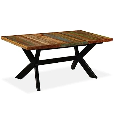 Abbildung von vidaXL Esstisch Industrie Stil Speisetisch Küchentisch Esszimmertisch Tisch Esszimmer Küche Recyceltes Massivholz Stahlgestell 180cm