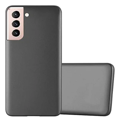 Abbildung von Cadorabo Hülle kompatibel mit Samsung Galaxy S21 5G Schutzhülle TPU Silikon Case Metallic Design Slim Kratzfest Weiche Gummi Rundumschutz für in Grau