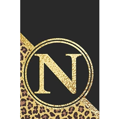 Abbildung von Letter N Notebook: Initial Monogram Blank Lined Notebook Journal Leopard Print Black and Gold