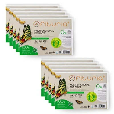 Abbildung von 80gr A4 Recyclingpapier, 250 Blatt 100% aus Recyclingpapier Packung mit DIN Blättern, natürliche Farbe geeignet für Laser und Tintenstrahldrucker Ofituria (10 Packung)