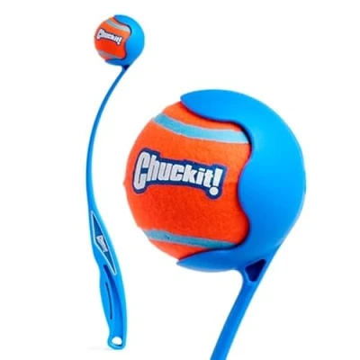 Abbildung von Chuckit! Junior 18M Ballwerfer für Hunde Ergonomischer Gummigriff Weiche, robuste Plastikwerfer Kompatibel mit Medium Ball Länge 45,5 cm