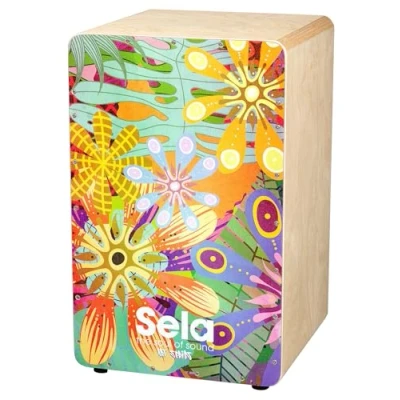 Abbildung von Sela Art Series Flower Power Snare Cajon hochwertiges Percussion Instrument Trommel Erwachsene &amp; Kinder aus Birkenholz Box Drum für Anfänger und Fortgeschrittene langlebig