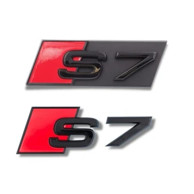 Abbildung von Original Audi Schriftzug für S7 und weitere Modelle, Schwarz, Tuning Exclusive Black Edition, Set Heckklappe &amp; Kühlergrill, Mehrere Schriftzugpaket, Selbstklebend