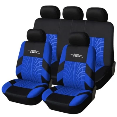 Abbildung von AUTOYOUTH Autositzbezüge Universal Fit Komplettset Autositzschoner Reifenschienen Autositzzubehör, Blau