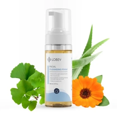 Abbildung von LOBEY Gesicht Cleanser Reinigungsschaum Gesichtsreinigung Reinigung Gesichtspflege mit Kamille, Aloe Vera und Ginkgo Biloba Natürliche Kosmetik (150 ml)