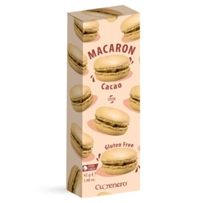Abbildung von Cuorenero 3 Macaron Kakaogeschmack Glutenfreies Schokoladen Pralinen in einer Geschenkbox Kekse im Karton 42 Gr.