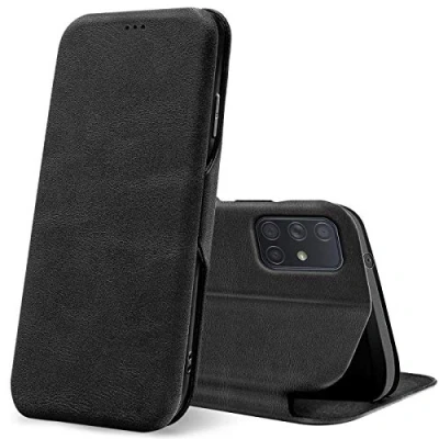 Abbildung von Verco Handyhülle für Samsung M51, Bookstyle Premium Handy Flip Cover Galaxy M51 Hülle [integr. Magnet] Book Case PU Leder Tasche, Schwarz