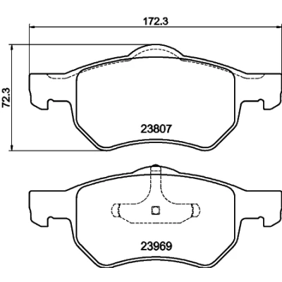 Abbildung von HELLA 8DB 355 010 641 Bremsbelagsatz nicht für Verschleißwarnanzeiger vorbereitet CHRYSLER: Grand Voyager IV, 4, / 3