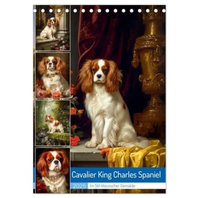 Abbildung von Cavalier King Charles Spaniel (Tischkalender 2025 DIN A5 hoch), CALVENDO Monatskalender: Der ist eine kleine Hunderasse, die ursprünglich als Begleithund gezüchtet wurde.