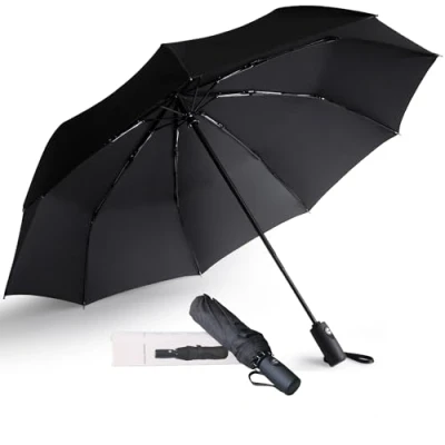 Abbildung von AMVUZ Regenschirm Sturmfest Reise Winddichte Auf Zu Automatik Taschenschirm,210T Teflon Beschichtung Schirm (Schwarz)