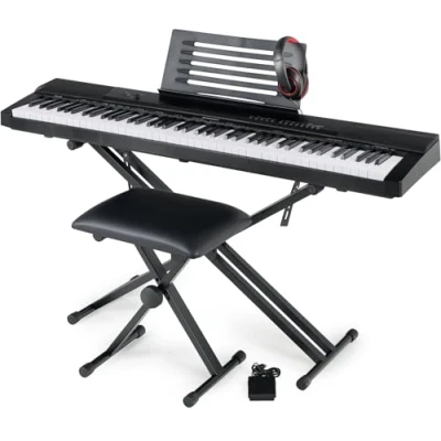 Abbildung von McGrey Home Keyboard SK 88 Tasten Einsteiger in Stagepiano Optik (Super Kit, 5 St., inkl. Sustain Pedal, Keyboardständer, Hocker und Kopfhörer), 146 Sounds, USB to Host Aufnahme , Split Dual Twinova Funktion