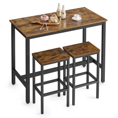Abbildung von VASAGLE Bartisch Set, Esstisch(120 x 60 90 cm) mit 2 Barhochern