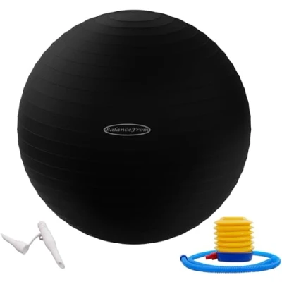 Abbildung von BalanceFrom Anti Burst und Rutschfester Gymnastikball, Yoga Ball, Fitnessball, mit Schnellpumpe, Kapazität von 2.000 Pfund (3845 cm, S, schwarz)