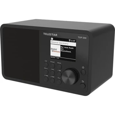 Abbildung von TELESTAR TOP 200 DAB+/Internetradio (Mono, 10 Watt, Bluetooth Sende /Empfangsfunktion, USB Aufnahme, Notfallwarnsystem, App Steuerung) Schwarz