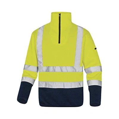 Abbildung von Delta Plus MARHVJMGT Hochsichtbarer Fleece Pullover im Polyesterlook, Neongelb/Marineblau, Größe L