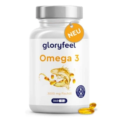 Abbildung von Omega 3 Kapseln Hochdosiert 3000mg Fischöl (Triglycerid Form) 240 mit Vitamin E (Antioxidans) zur idealen Ergänzung von EPA &amp; DHA Reines Omega3 Laborgeprüft