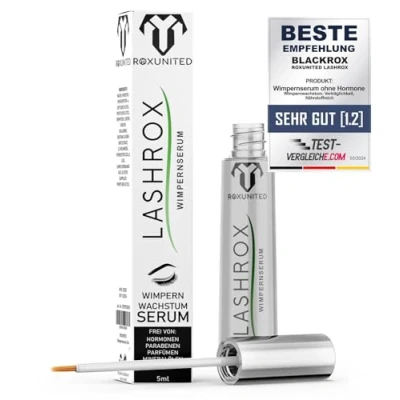 Abbildung von ROXUNITED Wimpernserum [Vergleichssieger 2024] LASHROX, Hormonfrei, Biotin &amp; Koffein
