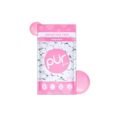 Abbildung von Pur Gum Zuckerfreier Kaugummi 100% Xylit Vegan, Aspartamfrei, Glutenfrei &amp; Diabetikerfreundlich Natürlicher Mit Bubblegum Geschmack, 55 Stück (1er Pack)