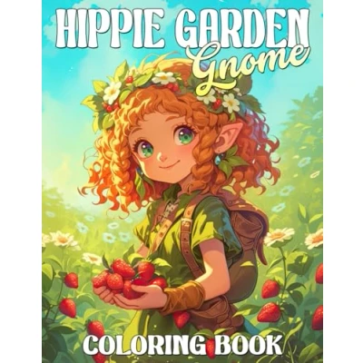 Abbildung von Hippie Garden Gnome Coloring Book: Adorable Groovy Gnomes Pages with Enchanting Peaceful Fantasy Illustrations for Kids, Teens, Adult Relaxation