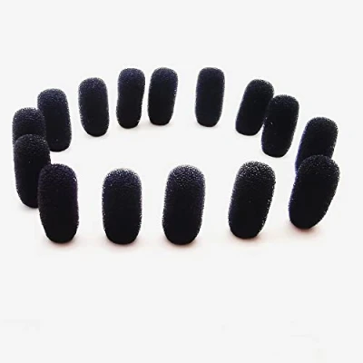 Abbildung von LINHUIPAD 15 Stück Mini Lavalier Schaumstoff Abdeckung für Countryman E6 und andere Headset Mikrofone (schwarz)