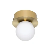Abbildung von EGLO LED Deckenleuchte Mosiano, kleine Badezimmer Deckenlampe in Kugelform, Badlampe Decke aus Metall Messing und Glas Weiß, Deckenbeleuchtung warmweiß, IP44, ∅ 11 cm