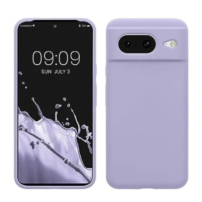 Abbildung von kwmobile Hülle kompatibel mit Google Pixel 8 Silikon Handy Case Handyhülle weiche Oberfläche kabelloses Laden Lavendel