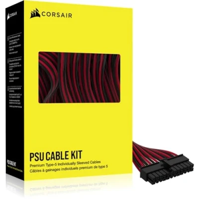 Abbildung von Corsair Premium Einzeln ummantelte Typ 5 PSU Kabel Starter Set Schwarz &amp; Rot